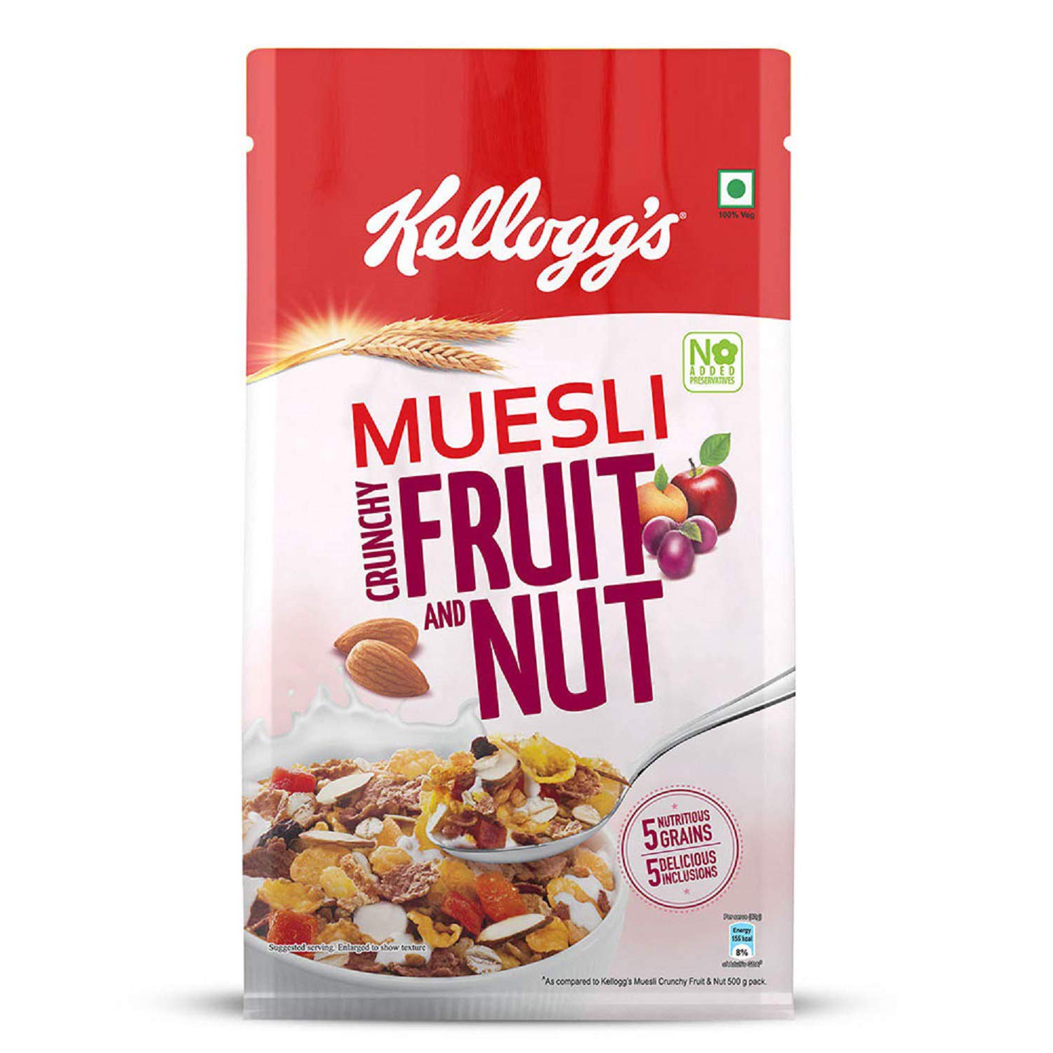 Kellogg's Muesli Crunchy Fruit And Nut, MultiGrain Cereal, High In