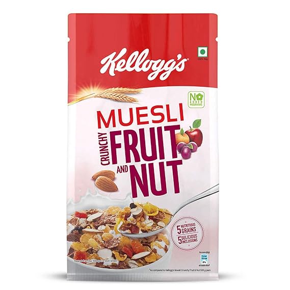 Kellogg's Muesli Crunchy Fruit And Nut, MultiGrain Cereal, High In