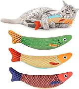 Aibuddy Catnip Toy 3PCS Bite Resistant Plush Fish Cat Chew Toys with Bell