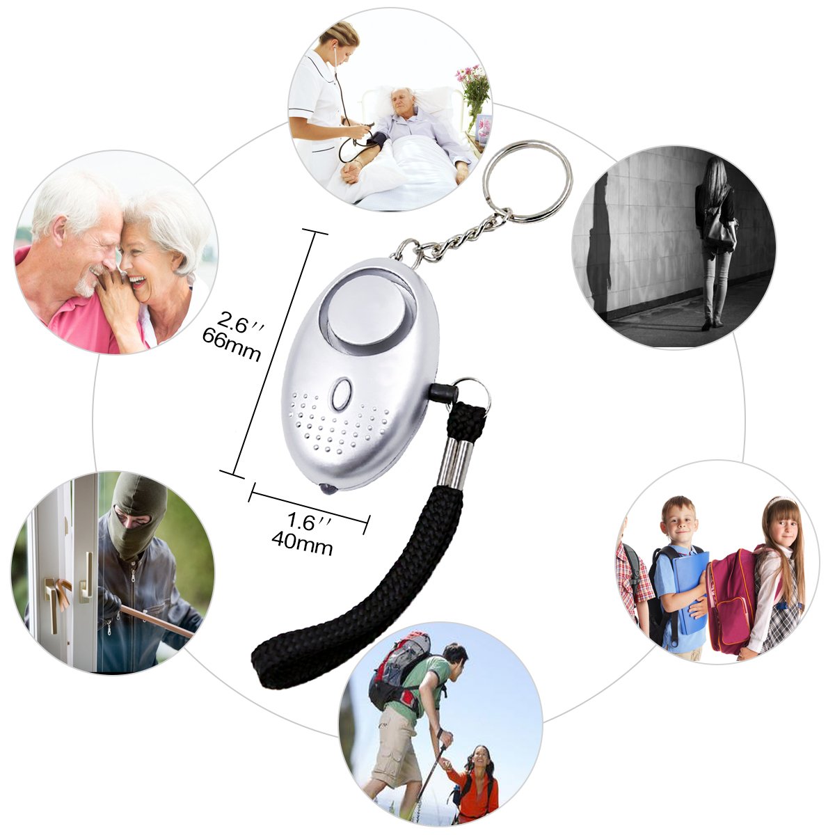 Emergency Mini Personal Alarm - Safe 120dB Self Personal Sound alarm kits & Emergency LED Flashlight,Emergency Personal Alarm Keychain Self Defense for Women Girls Kids,Alarm Noise to Scare Attackers