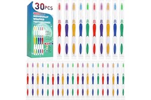 Navona 30 PCS Premium Individually Wrapped Bulk Toothbrush Pack, Disposable Toothbrushes, Kids Toothbrush, Medium Soft Bristle Toothbrushes, Ergonomics Handle, Perfect for Travel Hotel Donation