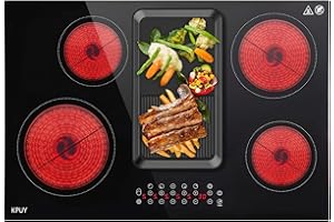KPUY Electric Cooktop 30 Inch(220-240V for Hard Wire, No Plug), 8500W 5 Burner Built-in Countertop Burner, Sensor Touch, 9 Power Levels, Timer & Safety Lock, Over-Temperature Protection