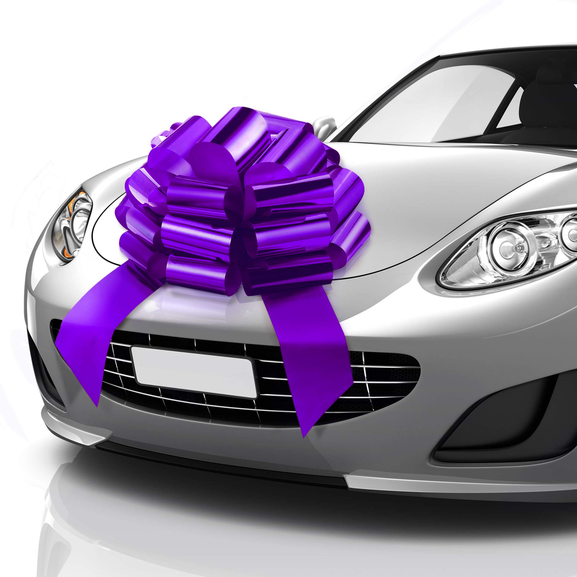 Zoe Deco - Big Car Bow - Purple, 23 Inch - Round Shape Giant Car Bow for Birthday, Christmas, Wedding Reception, Surprise Party - Large Gift Wrapping for Huge Present