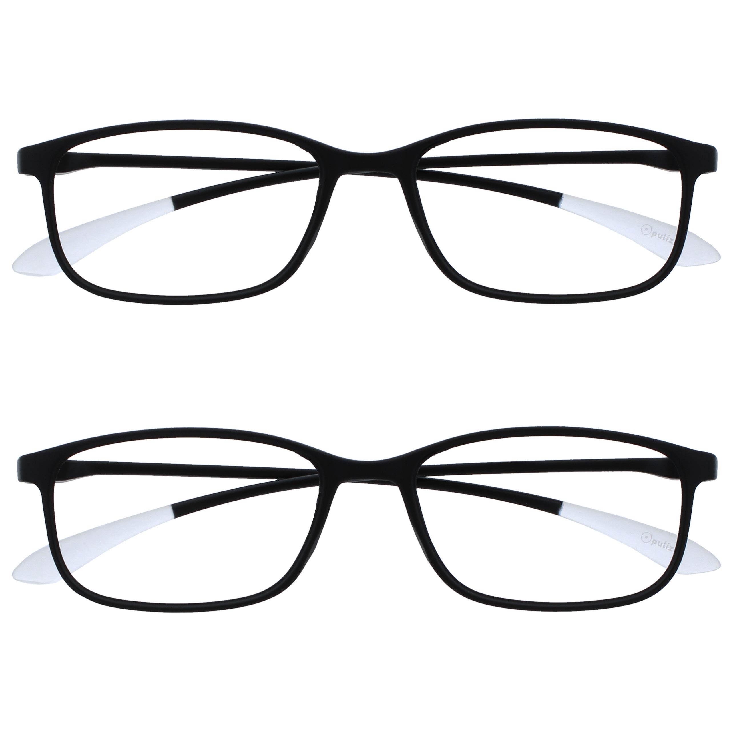 OPULIZE Ice 2 Pack Super Lightweight Reading Glasses Black Grey Womens Mens Spring Hinges RR61-1 +3.50