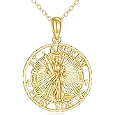 KECHO 14K Solid Gold Saint Andrew Necklace Patron Saint Pendant 14K Real Gold Religious Jewelry Gifts for Men Women