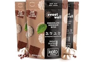 Meringue Cookies Low Carb Keto Snack, Gluten-Free Keto Cookies Sweetened with Plant-Based Stevia, Sugar-Free Low Calorie Snacks, Chocolate Meringue Cookies, Pack of 3 - Sweetwell