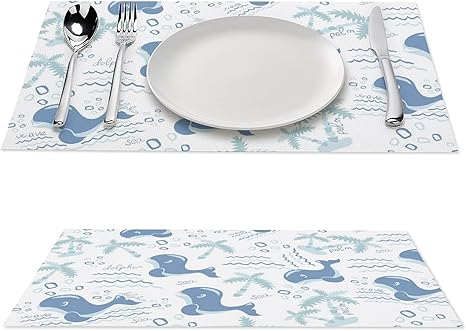 Amazon ランチョンマット 2枚セット Pvc製テーブルマット かわいい クジラ柄 鯨 プレースマット 食卓飾り 食卓マット 卓上飾り おしゃれ 滑り止め耐熱 撥水 防汚 結婚式用ランチョンマット パーティー用 おしゃれ 家庭用 ランチョンマット オンライン通販