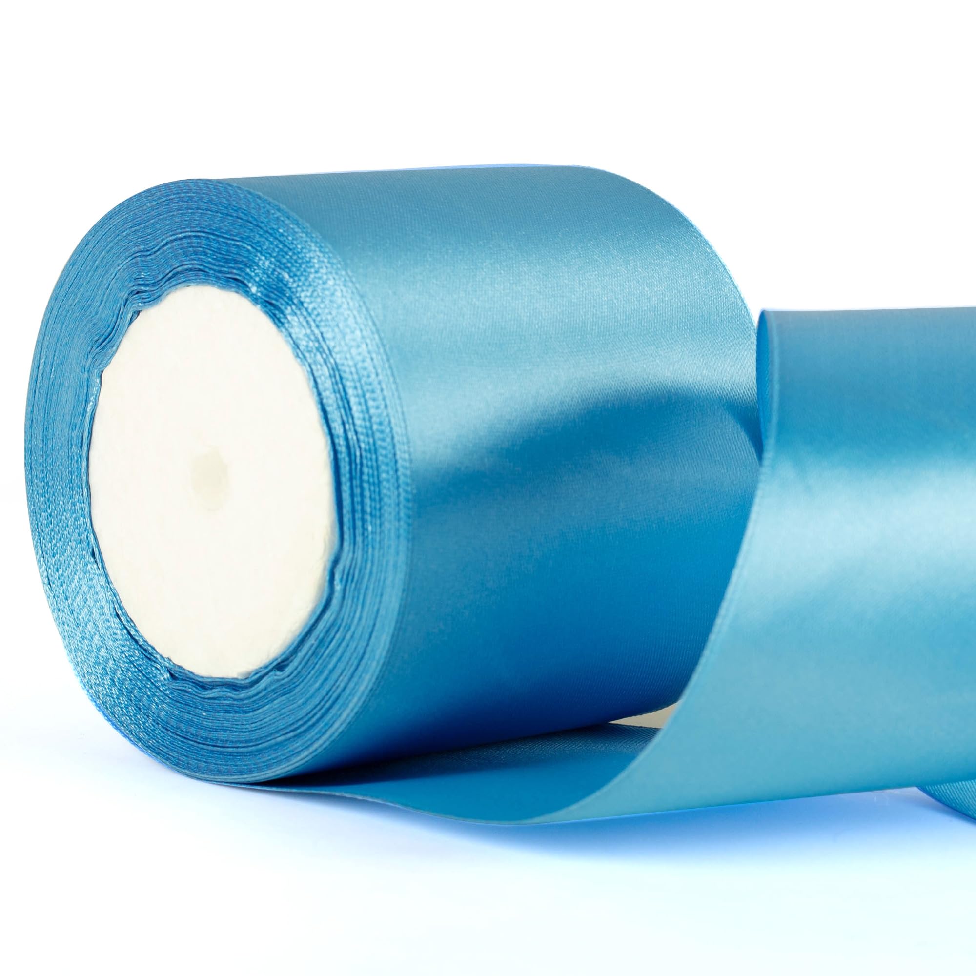 75mm Wide Azure Blue Thick Ribbon for Gift Wrapping 22m, Thick Lake Blue Ribbons Fabric Satin Ribbon for Present Wrapping Christmas Florist Bouquet Cake Hair Bow Crafting Wedding Car Decoration