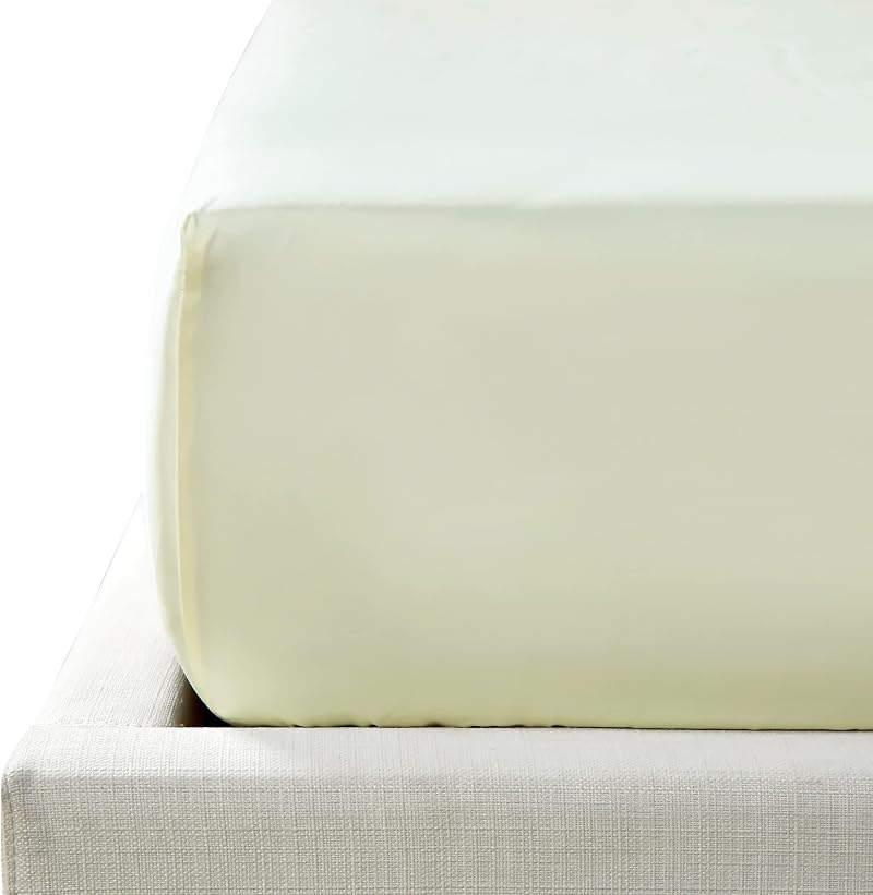 NTBAY 500 Thread Count Egyptian Cotton Fitted Sheet Deep Pocket Ivory