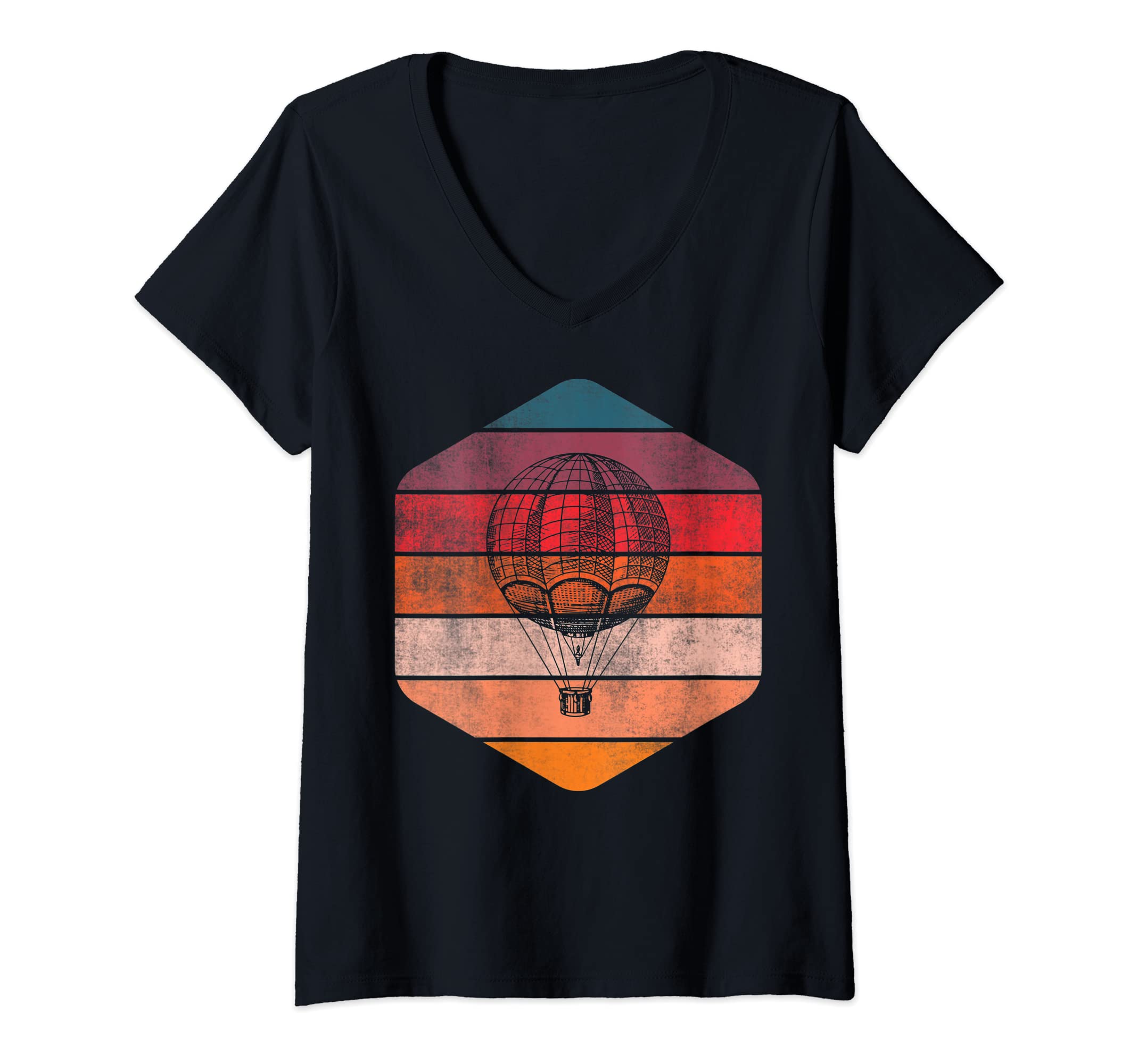 Womens Hot Air Balloon Vintage Hot Air Balloons V-Neck T-Shirt