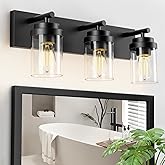 IZORRO Bathroom Vanity Light Fixture, 3-Light 22 Inch Matte Black Bathroom Light Fixtures Over Mirror, with Clear Glass Shade