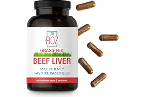 Dr. Boz - Beef Liver Capsules, 30 Servings - 4500mg Cow Liver - Energy, Immunity, & Health - Vitamin A, B12, Zinc, & Iron Supplement - Grass Fed & Pasture Raised Cows - Made in The USA - Self Care