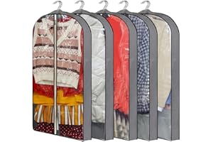 SHENEHSMP 40" Clear Garment Bags for Hanging Clothes, 5 PCs Garment Bags for Storage, Hanging Clothes Storage, Suit Bag for Closet Storage and Travel