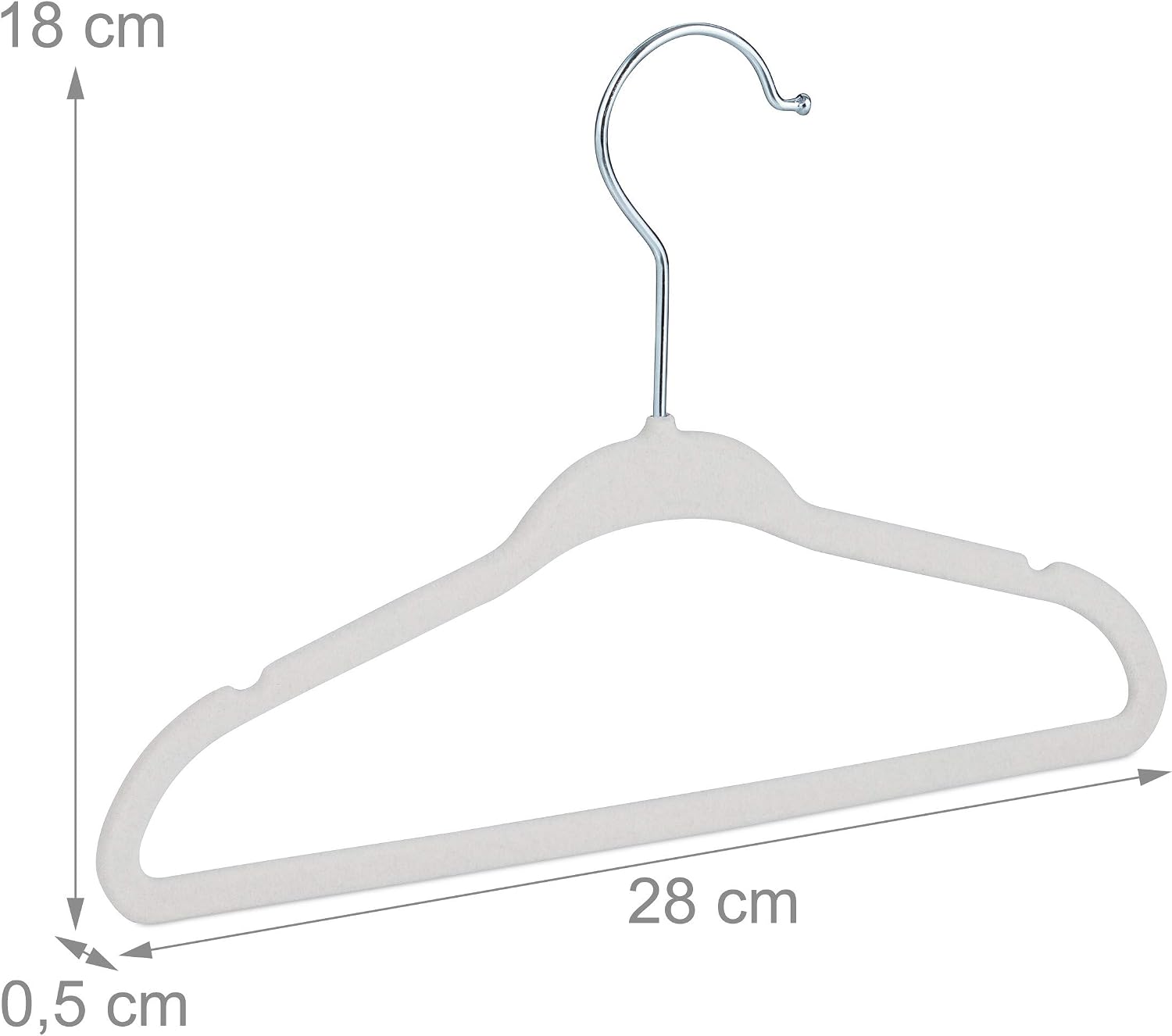 Relaxdays Velvet Coat Hangers Pack of 30, Non-Slip Clothes Hangers, Boys & Girls, Swivel Hook, Pants Rail, Cream - Image 5