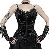 Yyxclotic Women Gothic Crop Top Grunge Cropped Cami Tank Tops Casual Camisole
