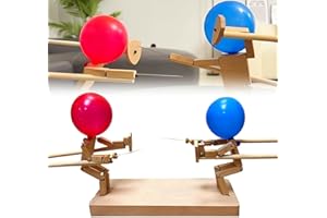 OPLISTE 2024 New Bamboo Man Battle丨Handmade Wooden Fencing Puppets丨 Battle Bots丨 Wooden Bots Battle Game for 2 Players丨 Fast-Paced Balloon Fight丨 Whack a Balloon Party Games丨 Fun Games (B-30cm x 5mm)