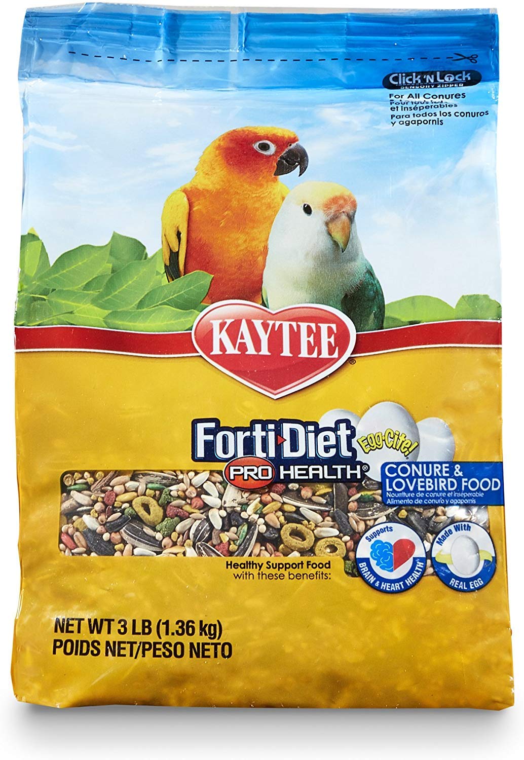Kaytee FortiDiet Pro Health EggCite! Conure & Lovebird Food, 3lb Bag