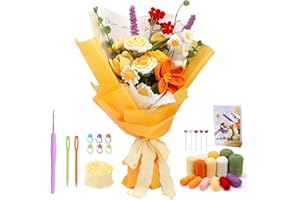 Iuuidu Crochet Kit for Beginners, Flower Bouquet Crochet Kit Rose, Knitting Starter Kit with Crochet Yarn and Step-by-Step Instructions for Birthday, Wedding Anniversary Day Present