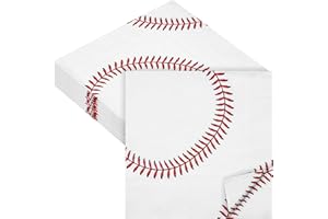 Aodaer 48 Pieces Baseball Napkins - 13 x 13 Inches Disposable Pattern Napkins for Sports Party Supplies, Birthday Party Decorations