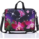 11-Inch to 12-Inch Neoprene Laptop Sleeve Case Bag with shoulder strap For 11", 11.6", 12" Ultrabook/Acer/Asus/Dell/HP/Toshiba/Lenovo/Chromebook (flower)