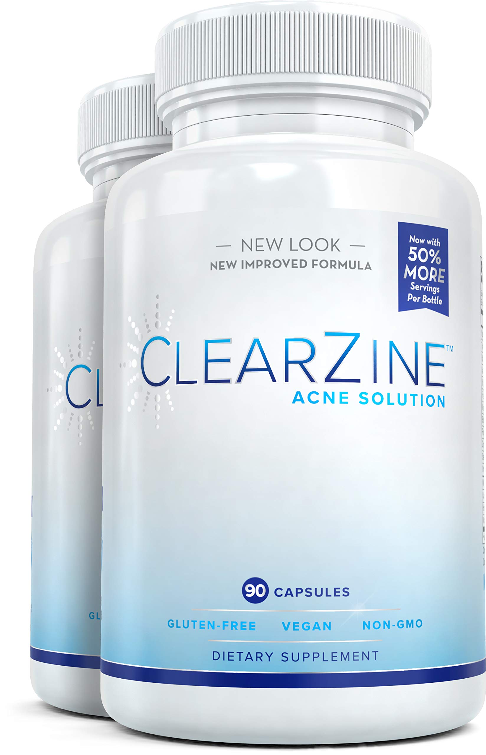 ClearZine Acne Pills for Teens & Adults (2 Bottles) Clear Skin