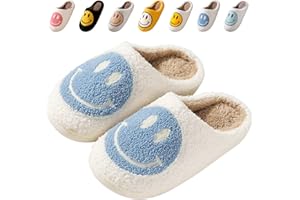 Beishani Smile Face Slippers for Women Happy face slippers Retro Soft Plush Warm Slip-on Slippers Cozy Indoor Outdoor Womens Slippers