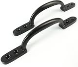 White Hinge 2x Black Cast Iron 6 inch 150mm Door Gate Pull Handles view 7