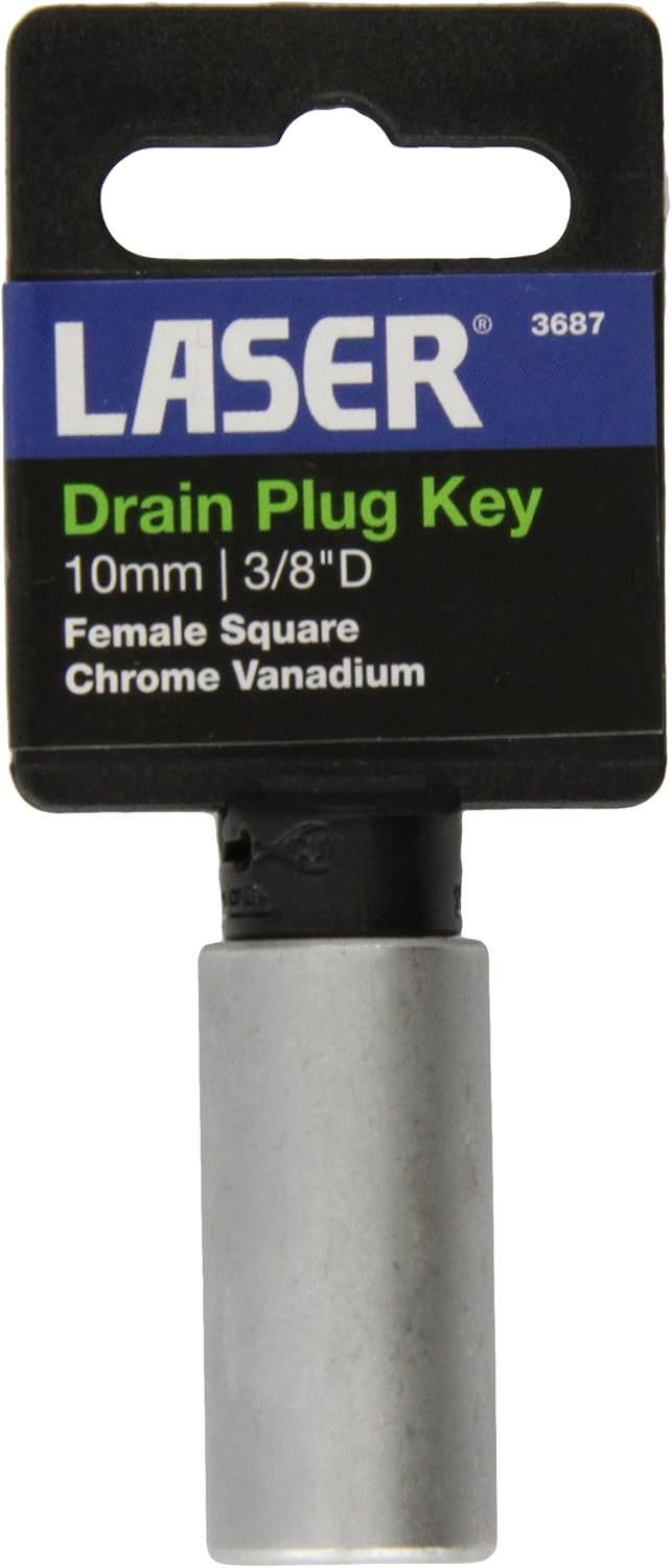 Laser 3687 Drain Plug Key - Female Square 10Mm, Silver