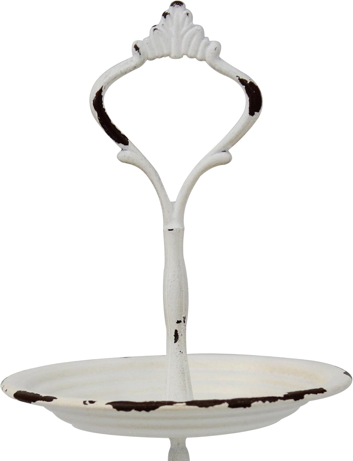 Stonebriar Small 2 Tier Worn White Metal Tray, Rustic Farmhouse Decor, Tiered Jewelry Tray for Vanity or Bathroom: Home & Kitchen