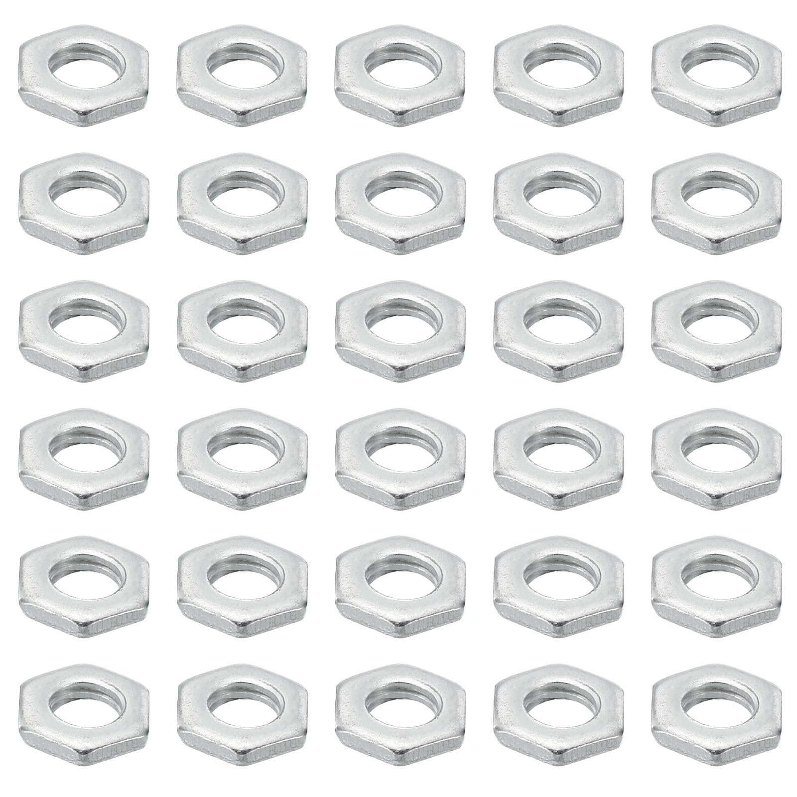 PATIKIL M6x1 Steel Hex Nuts, 50 Pack Metric Thread Zinc Plated Finished Hardware Nuts Screw Bolt Fasteners for Lamps Machinery Repair 2mm Height