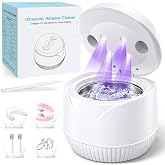 Dental Ultrasonic Retainer Cleaner Machine: 45kHz Dental Cleaning Pod with Digital Timer &amp; 200ML, Cleaning for Dentures, Mouth Guards, Aligners, Night Guards, Braces, Toothbrush Heads &amp; Jewelry, White
