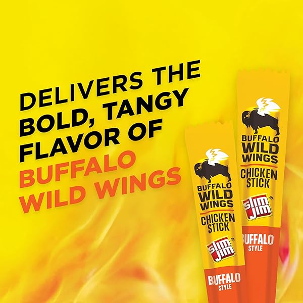 SLIM JIM CHICKEN STICKS, BUFFALO WILD WINGS BUFFALO STYLE, 7G PROTEIN PER SERVING, SNACK SIZE, 0.28 OZ. (14 COUNT)