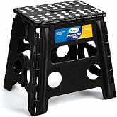 Korpai Folding Step Stool 13 inch,Stepping Stool for Adults and Kids Holds Up to 300 lbs,Non-Slip Kitchen Step Stool with Handle,Plastic Collapsible Stool for Bathroom,Kitchen ect,Black,1PC