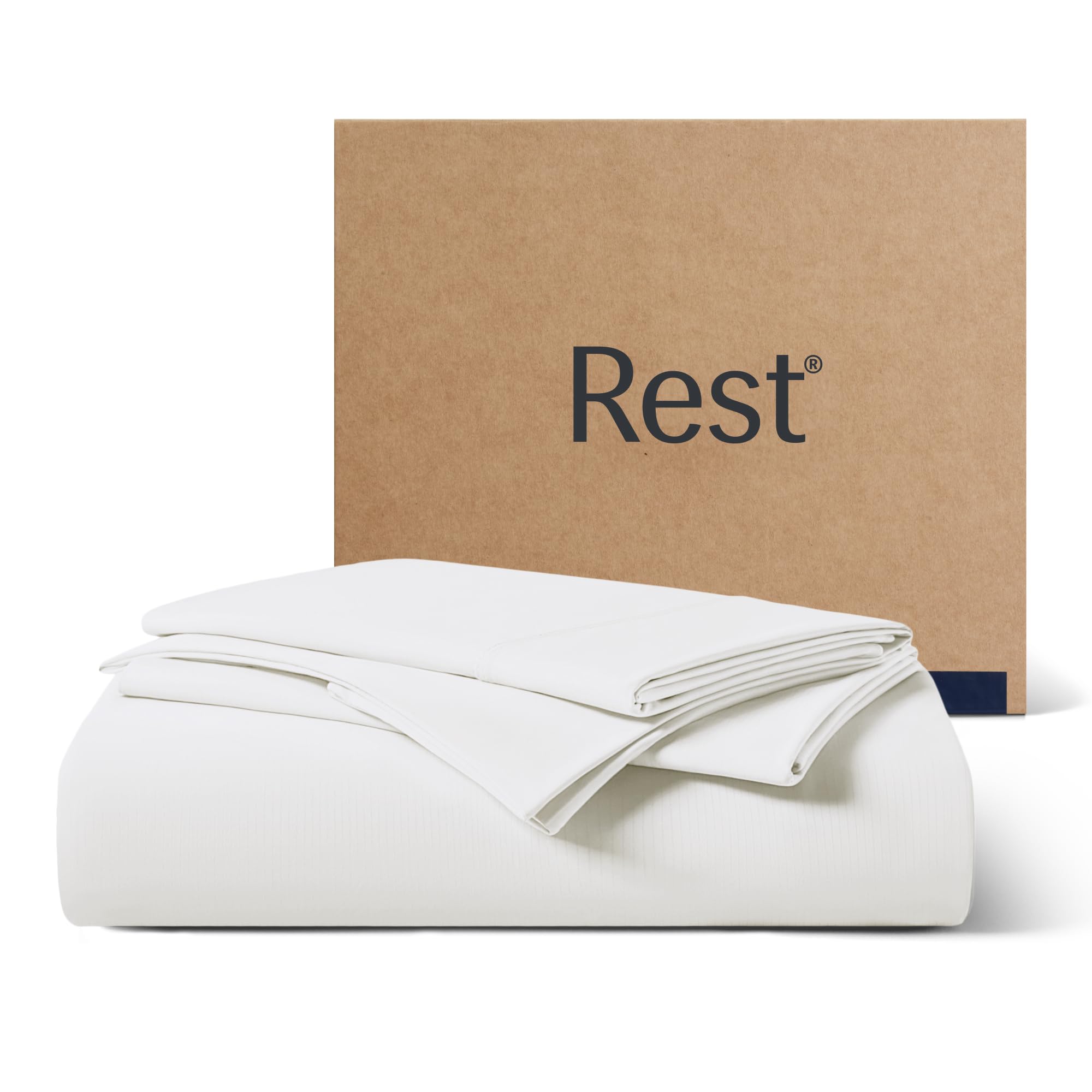 Photo 1 of REST® Evercool®+ Starter Sheet Set, King, White, Breathable Bed Sheets for Hot Sleeper and Night Sweats, with Pillowcases, with Ionic+ Self-Cleaning Silver Yarn for Sensitive Skin, 3PCS No Flat Sheet