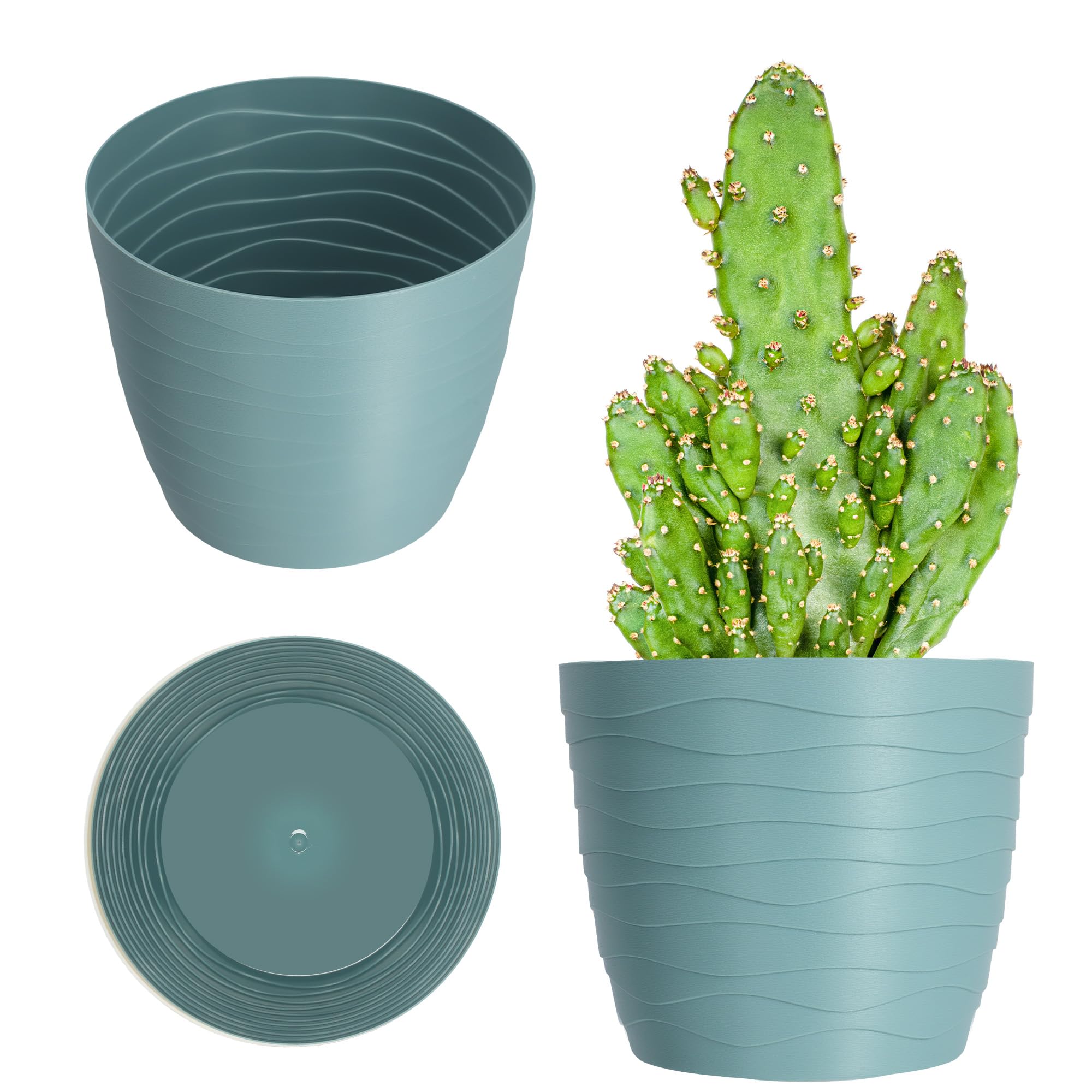 KADAX Plant Pot, Lightweight Planter with Elegant Design for Living Room, Indoor Flower Pot for Houseplants, Succulents, Herbs (⌀ 17 cm, Green)