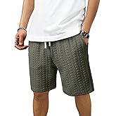 JMIERR Men's Casual Shorts 7.5 Inch Cable Knit Drawstring Elastic Waist Summer Beach Sweat Shorts for Lounge & Vacation
