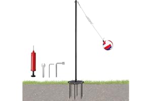 Arejonner Tetherball Set with Heavy-Duty Pole (Up to 8ft), Soft-Touch Ball & 5-Prong Base - Professional Outdoor Game for Backyard, Lawn, Beach - Includes Ball, Rope