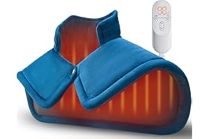 ERRORLESS Heating Pad for Neck Shoulders Pain Relief, Christmas Gifts for Men Women Mom Dad Seniors, Electric Weighted Heated Wrap 6 Heat Settings 4 Timers Auto Off, Birthday Anniversary Retirement Gifts, Blue
