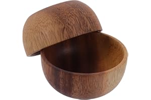 NULYLU 2pcs Small Acacia Wood Sauce Bowls 8x3.5cm for Dipping Sauce and Appetizers, Natural Wooden