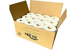Roll Up Bamboo Toilet Paper (Unwrapped/Naked) 100% Bamboo Toilet Paper, 24 Tree Free Triple Rolls, 350 Sheets 3 ply per roll,