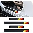 4PCS Tri-Color Door Sill Protectors, Carbon Fiber Door Threshold Protection, Front/Rear Door Sill Plate Step Guard, Anti-Scratch Entry Guard Sticker for Highlander Tacoma TRD 4Runner Rav4 (Red)