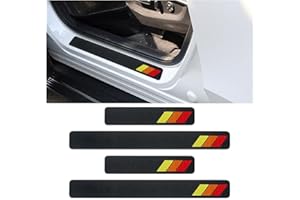 KITUREK 4PCS Tri-Color Door Sill Protectors, Carbon Fiber Door Threshold Protection, Front/Rear Door Sill Plate Step Guard, Anti-Scratch Entry Guard Sticker for Cars SUVs Trucks (Red)