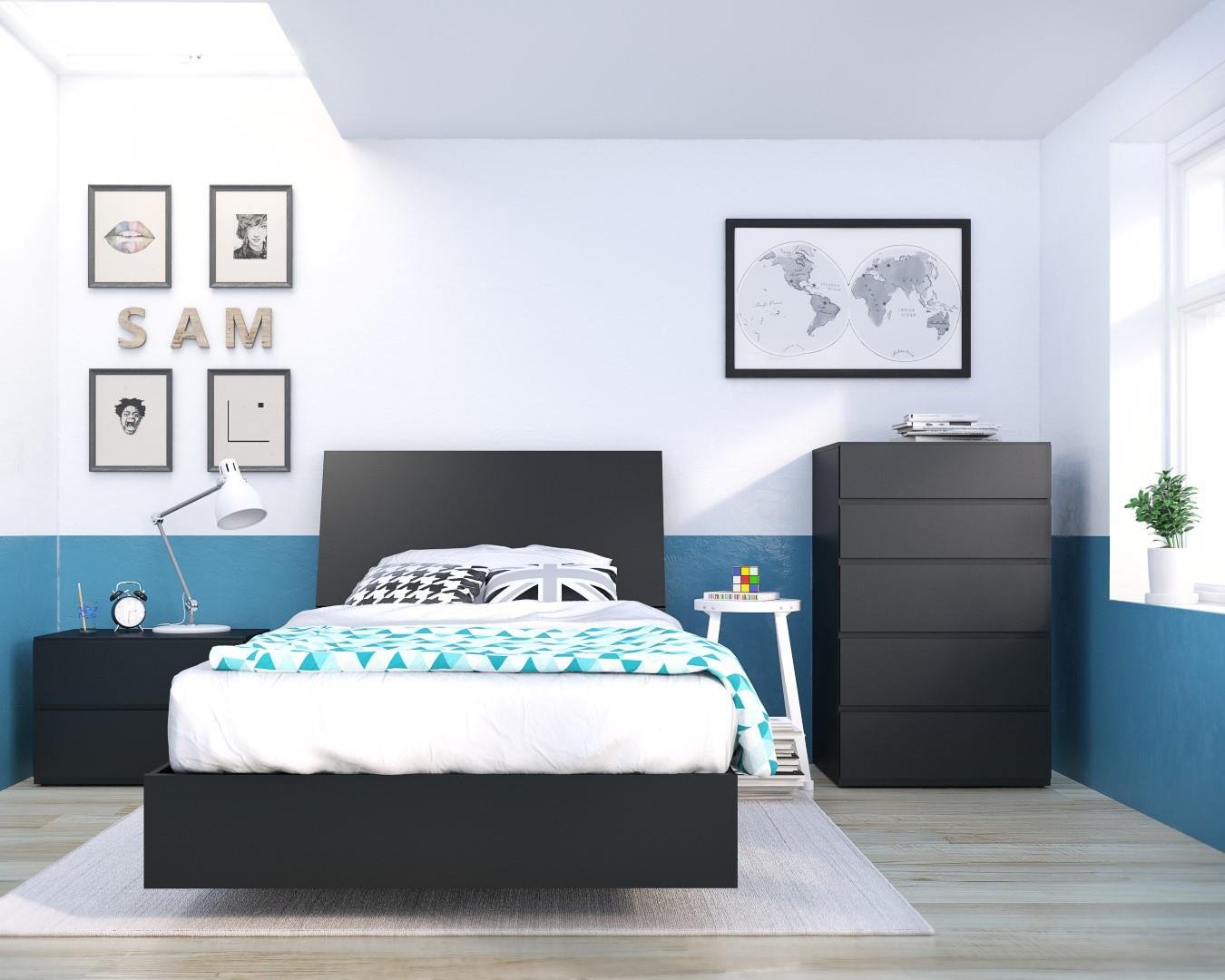 Amazon Com Nexera Corbo 4 Piece Twin Size Bedroom Set Black