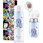 Tokidoki Unicorno Bottle 17oz Insulated Stainless Steel Water Bottle Reusable Vacuum Insulated Water Bottle Tumbler with Leak Proof Flip Bottle for Travel Office Gym (flower power)