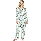 Casual Nights Women's Flannel Long Sleeve PJ's Button Down Sleepwear Pajama Set