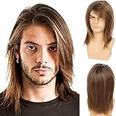 Baruisi Mens Wig Brown Long Straight Synthetic Cosplay Halloween Hair Wigs for Fancy Dress