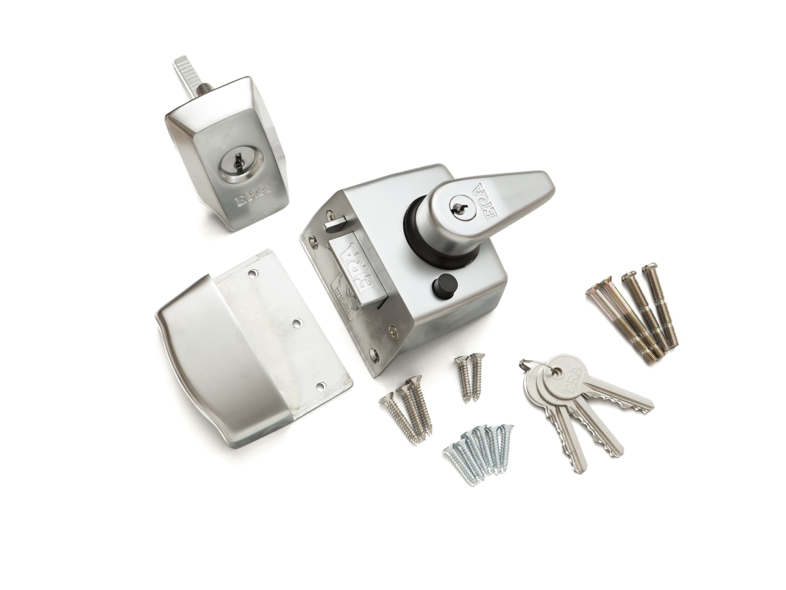 ERA 1830-35-1 40mm Maximum Security BS Nightlatch with Satin Chrome Body, Gray