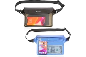 SYNCWIRE Waterproof Pouch Bag with Adjustable Waist Strap (2 Pack) - IP68 Waterproof Waist Bag Screen Touchable Dry Bag with Adjustable Belt for Beach, Swimming, Boating, Fishing, Hiking, etc