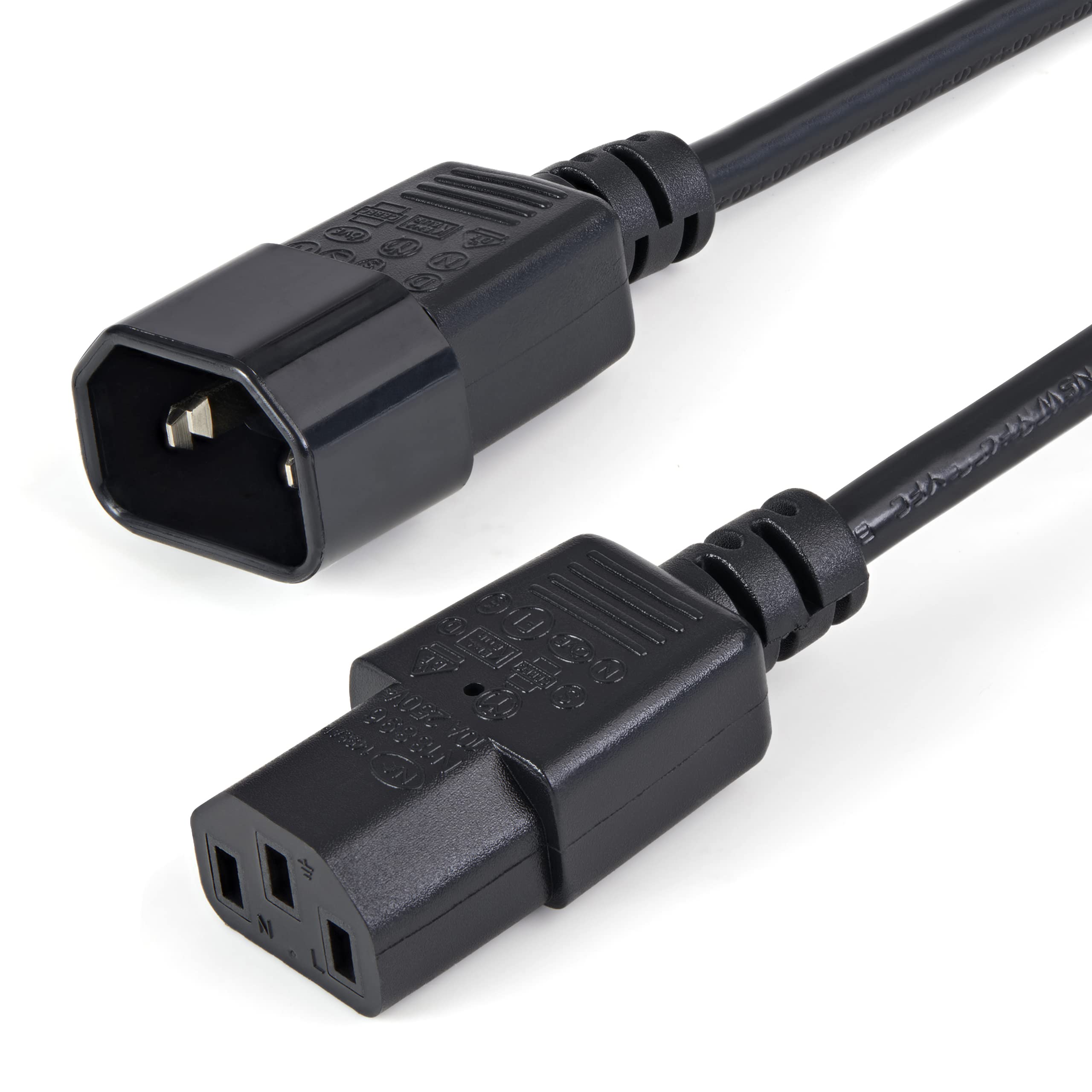 StarTech.com 1m (3ft) Power Extension Cord, C14 to C13, 10A 125V, 18AWG, Computer Power Cord Extension, IEC-320-C14 to IEC-320-C13 AC Power Cable Extension for Power Supply, UL Listed (PXT1001M)
