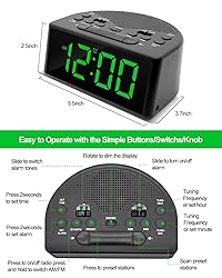 Ratakee Digital Alarm Clock Radio for Bedroom with
